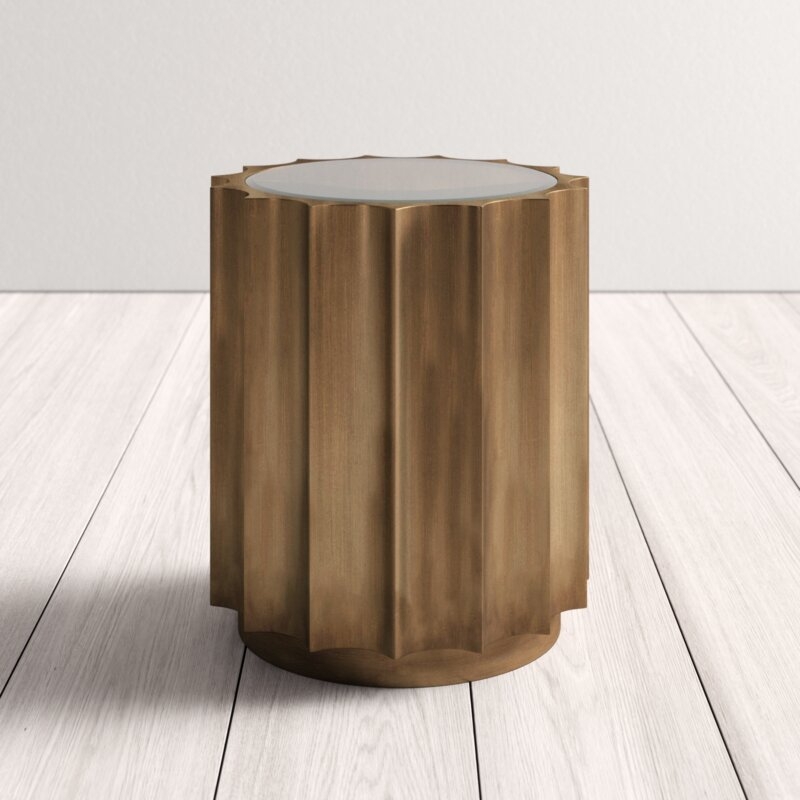 Augustus Glass Top Drum End Table - Image 1