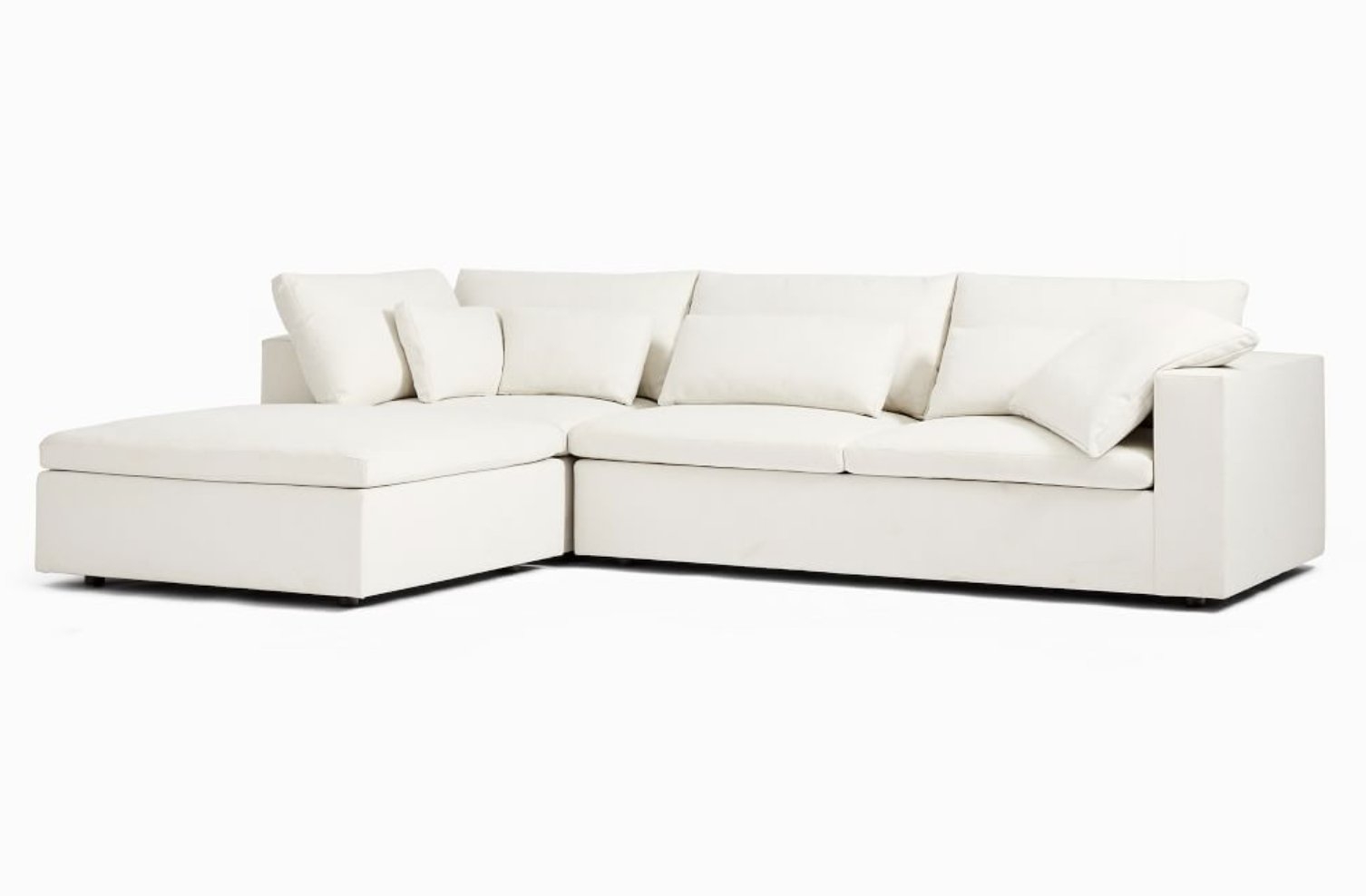 Harmony Modular 3-Piece Chaise Sectional - Right Arm Sofa, Corner, Ottoman, Alabaster, performance coastal linen - Image 0