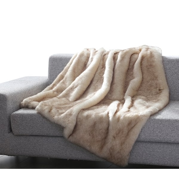 Thiele Luxury Tip Dye Faux Fur Throw grey minkl - Image 0