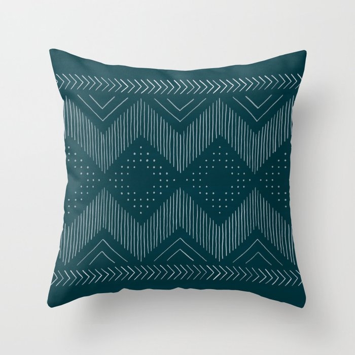 Teal Tribal Throw Pillow by michiko_design - Image 0