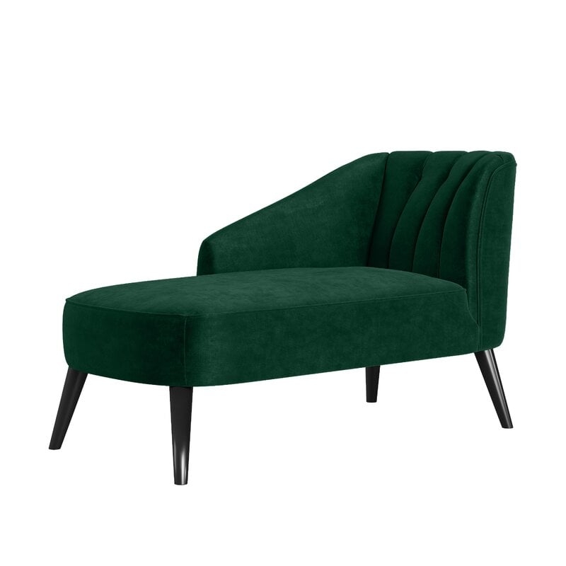 Creedmoor Channel Tufted Chaise Lounge, Emerald Green Velvet - Image 0