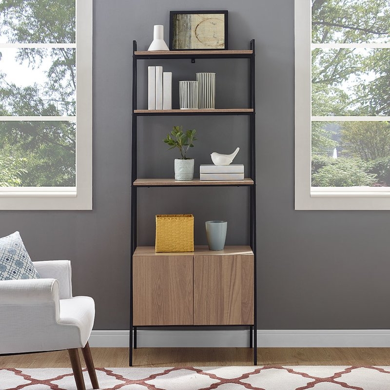 Caldwell Metal and Wood Ladder Bookcase - Image 1