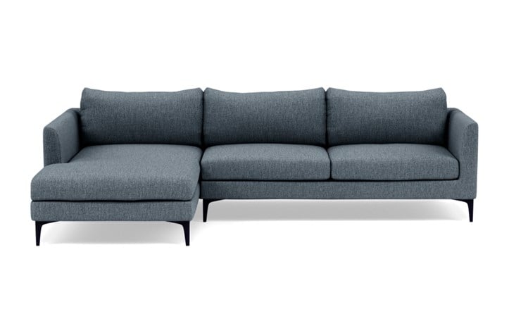 OWENS Sectional Sofa with Left Chaise - Rain Cross Weave. 106W with matte black legs - Image 0