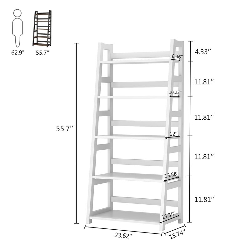 Fatoumata 56.49" H x 23.62" W Steel Ladder Bookcase - Image 2