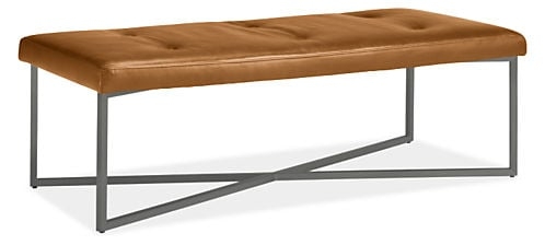 Sidney Leather Ottoman - Portofino cognac, graphite base - Image 0