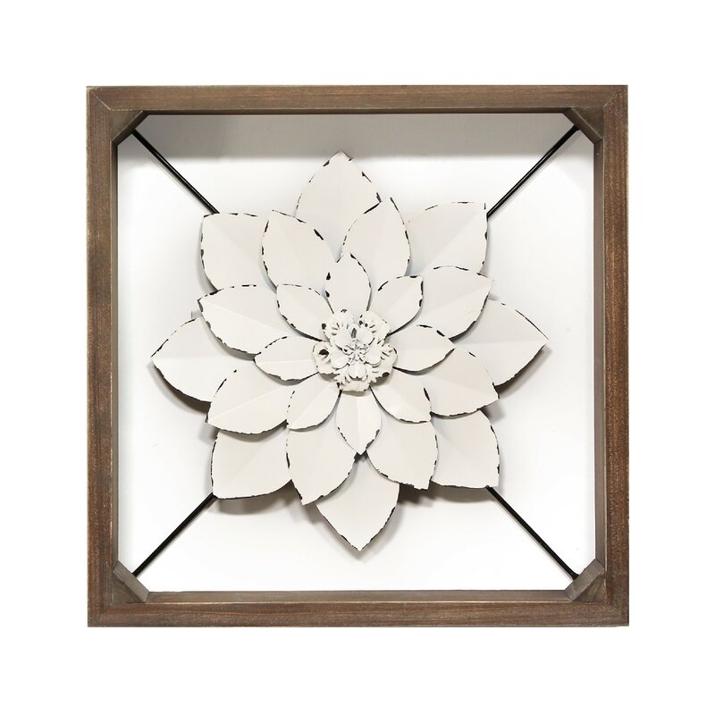 Framed Metal Flower Wall Décor - Image 0