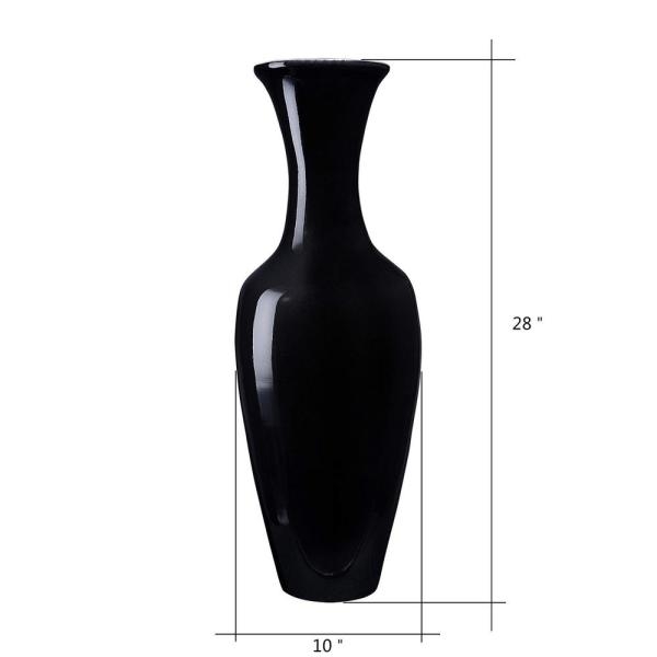 Villacera 28 in. Decorative Handcrafted Classic Bamboo Urn Floor Vase in Black-HWD020174 - Image 1