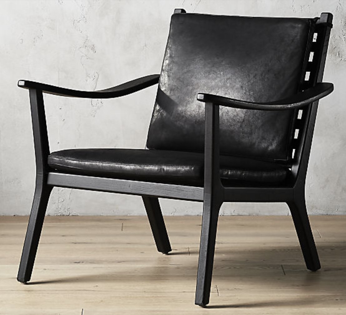 parlay black leather lounge chair - Image 0