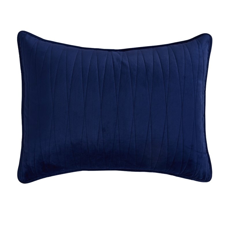 Premium Velvet Pillow Shams- King Size, Navy - Image 1