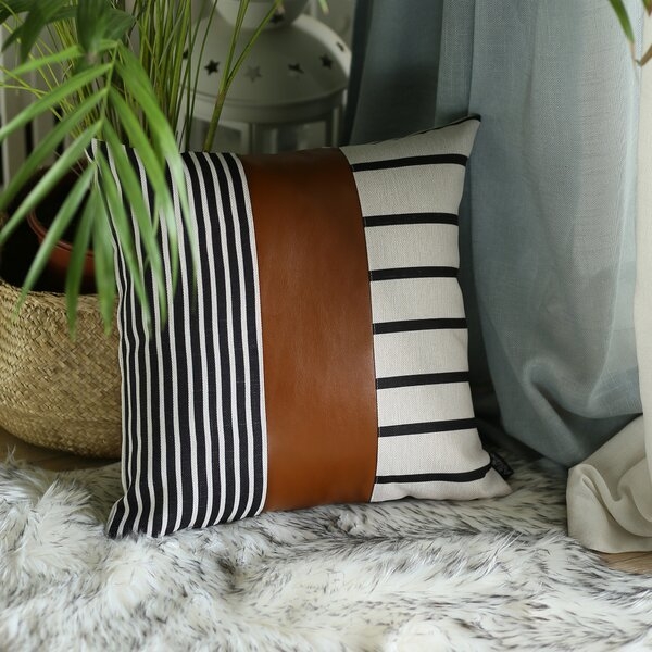 Brown Dorian Decorative Geometric 17" Throw Pillow Cover - Image 1