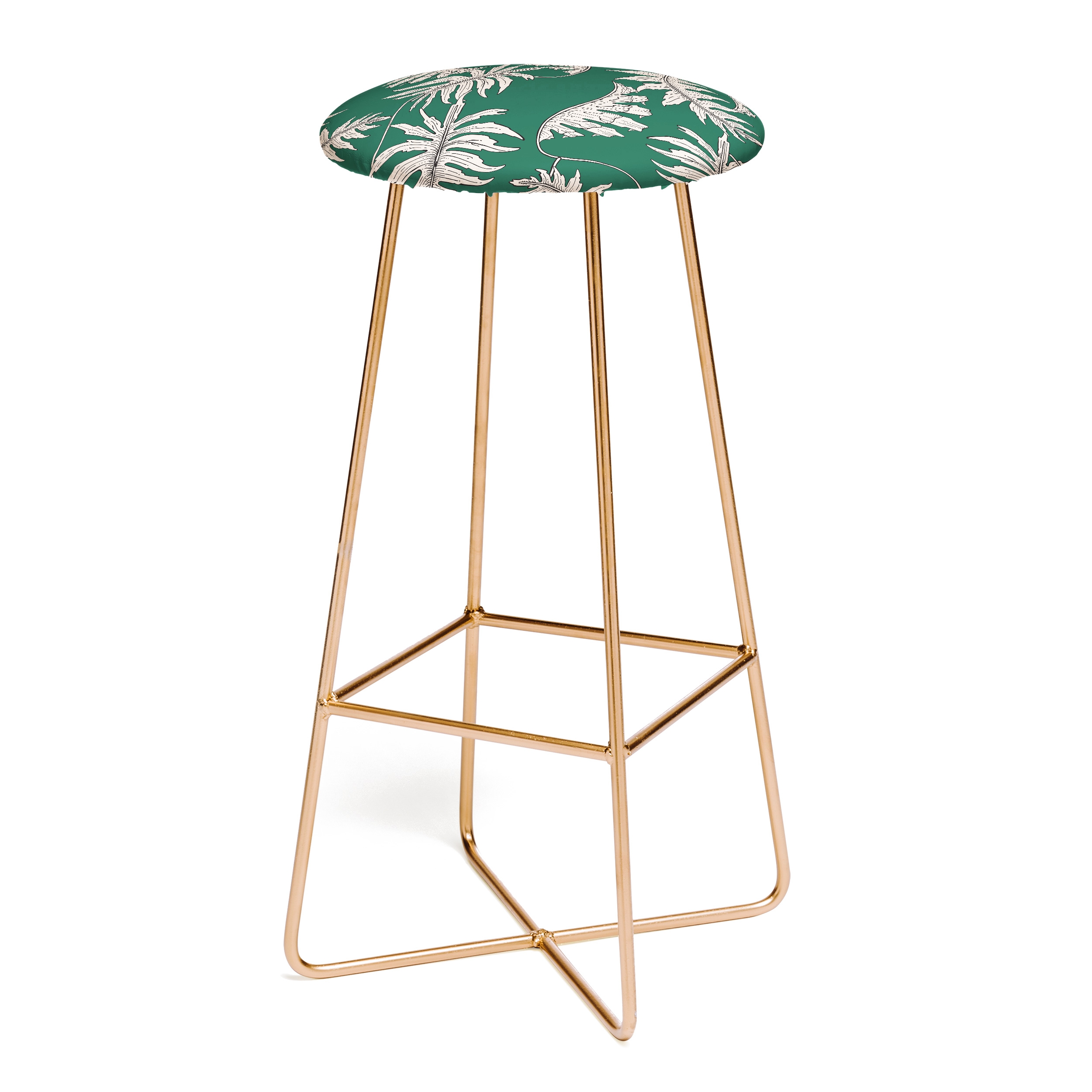 Urban Jungle Palm by Holli Zollinger - Bar Stool Gold Aston Legs 15" x 30" - Image 0