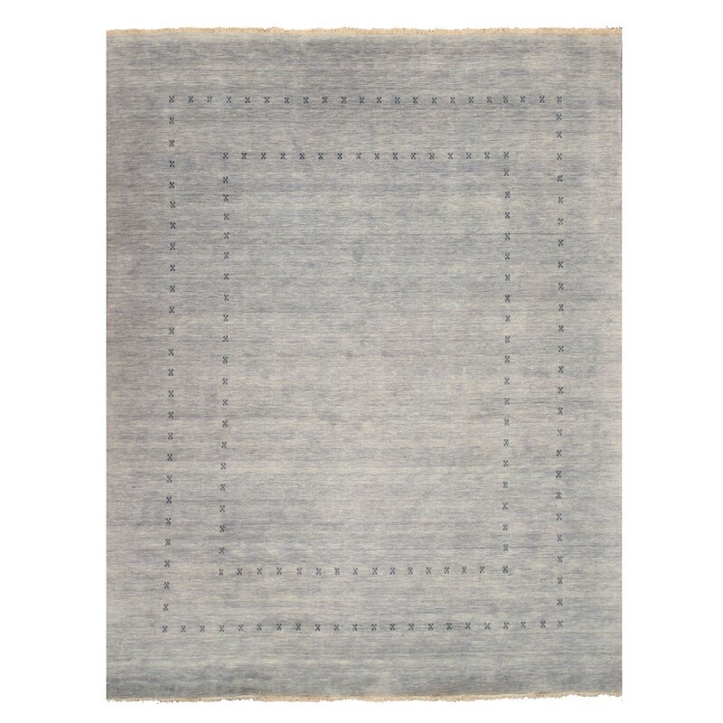 Drennon Hand-Knotted Wool Steel Gray/Cream/Stone Blue Area Rug 6' x 9' - Image 0