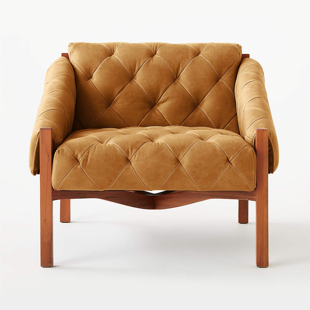 Abruzzo Brown Leather Tufted Chair - Image 0