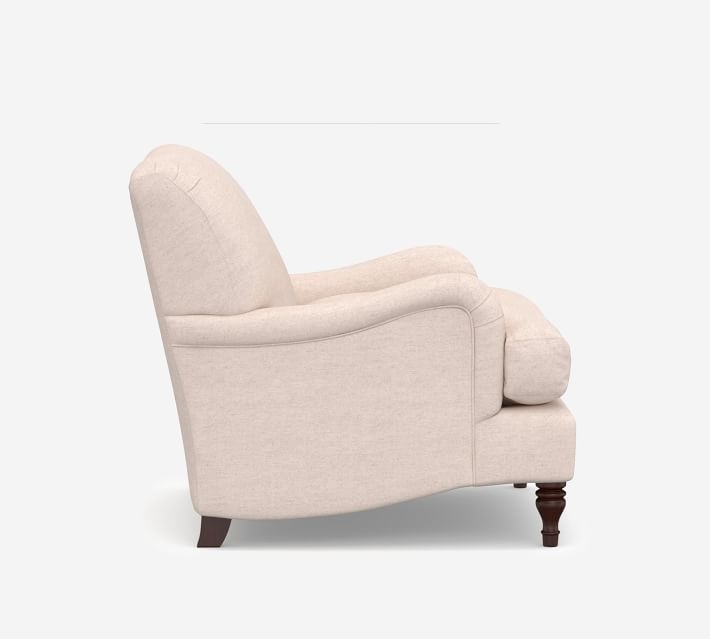 Carlisle English Arm Upholstered Tightback Armchair, Polyester Wrapped Cushions, Performance Heathered Tweed Indigo - Image 2