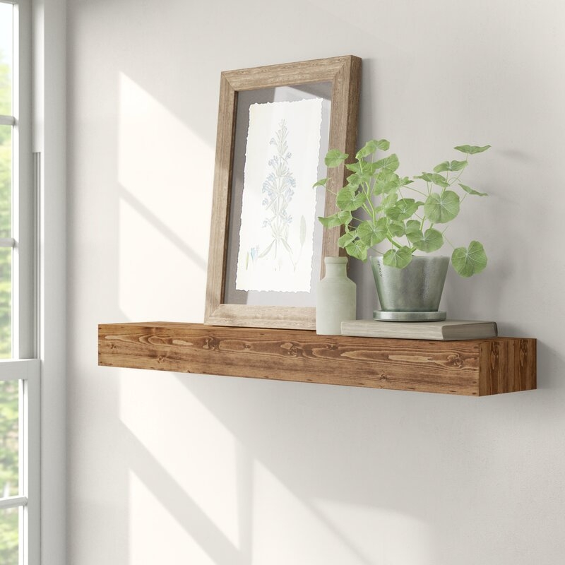 Montserrat Floating Shelf Solid Wood Handmade Rustic Style Wall Shelf - Image 0