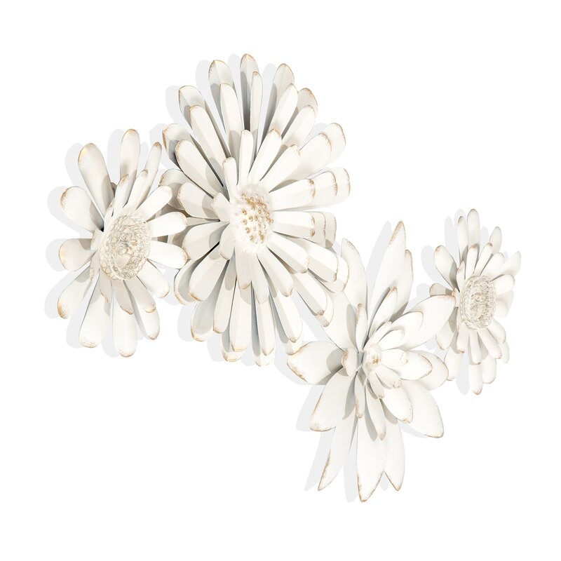 Mambas White Floral Chain Metal Wall Art - Image 1