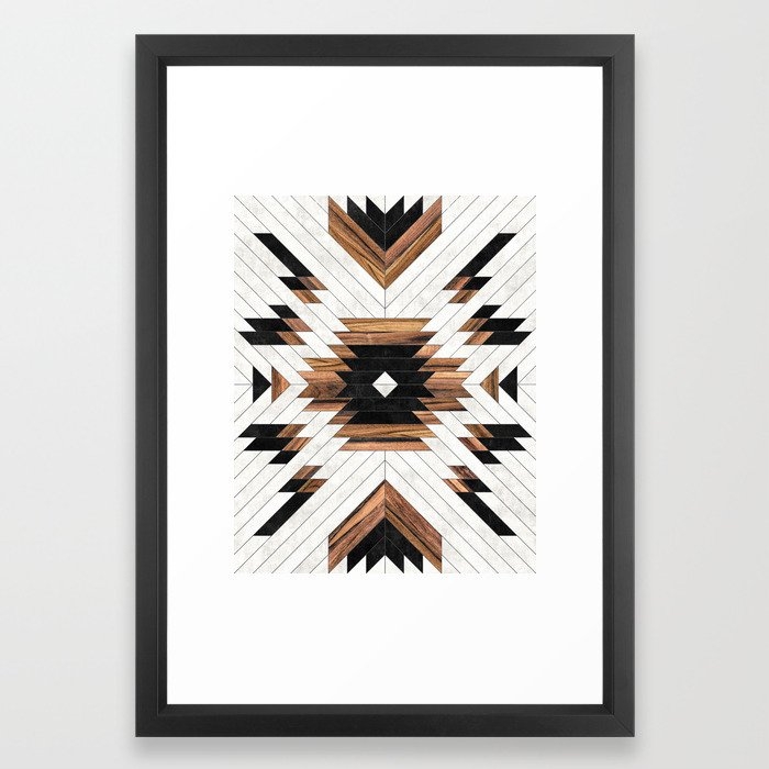 Urban Tribal Pattern No.5 - Aztec - Concrete and Wood Framed Art Print - Image 1