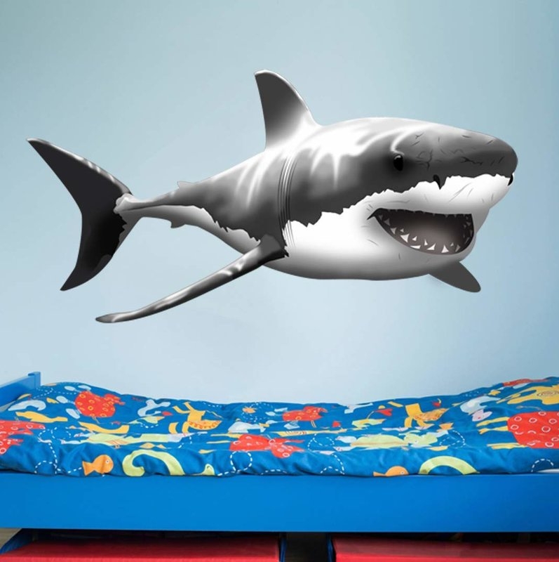 Giant Great Shark Wall Decal Peel and Stick Wall Decal- 24" H x 47" W - Image 0