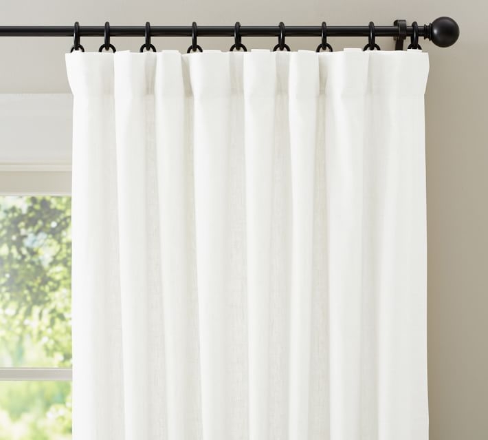 Emery Linen Curtain, 50 x 96", White - Image 0