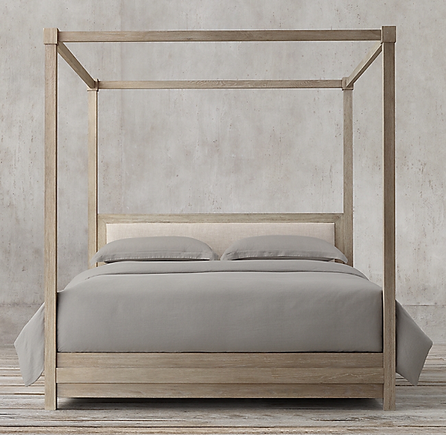 Stacked Canopy Bed - Cerused Brown Oak - Image 1