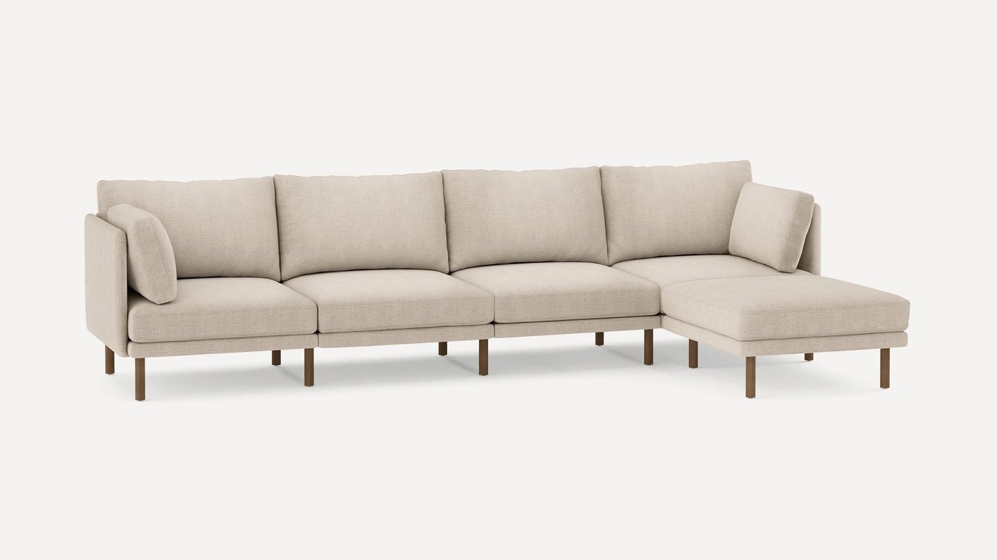 Burrow Field 5-Piece Sectional Lounger, Leg Finish: WalnutLegs - Image 0