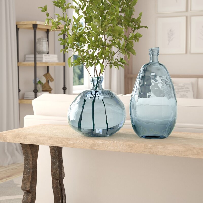 Reis Glass Table Vases, Blue, Set of 2 - Image 0