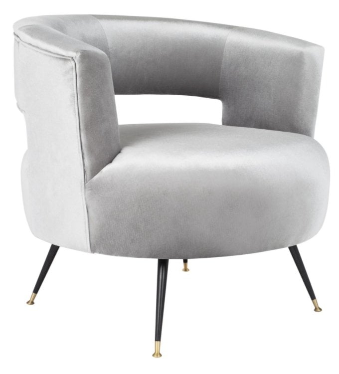 Manet Velvet Retro Mid Century Accent Chair - Light Grey - Arlo Home - Image 0