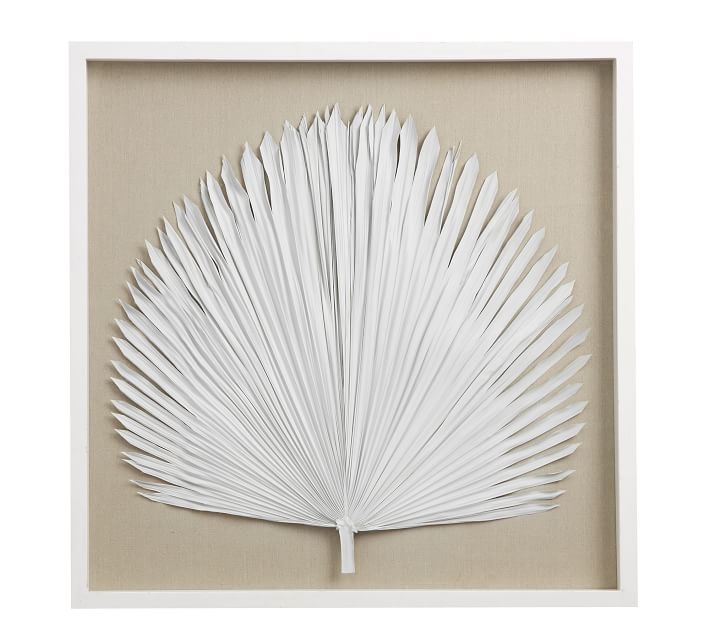 Palm Leaf Shadow Box Art, White, Large - Image 0