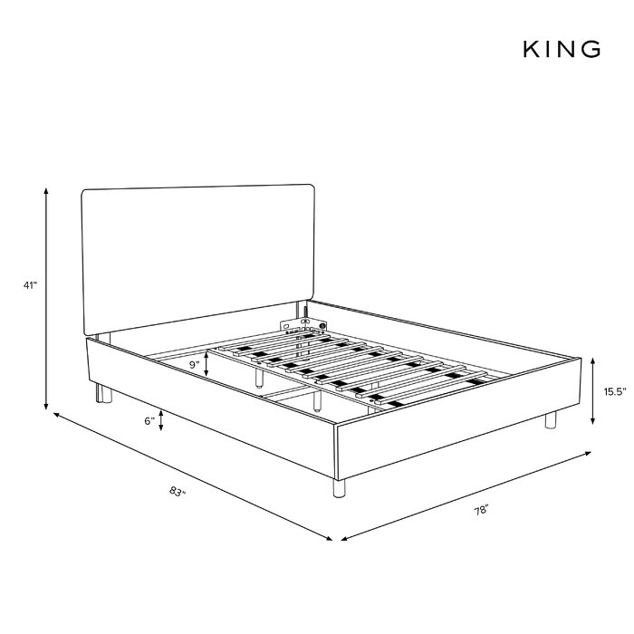 Omar Upholstered Low Profile Platform Bed - Eclipse - King - Image 3