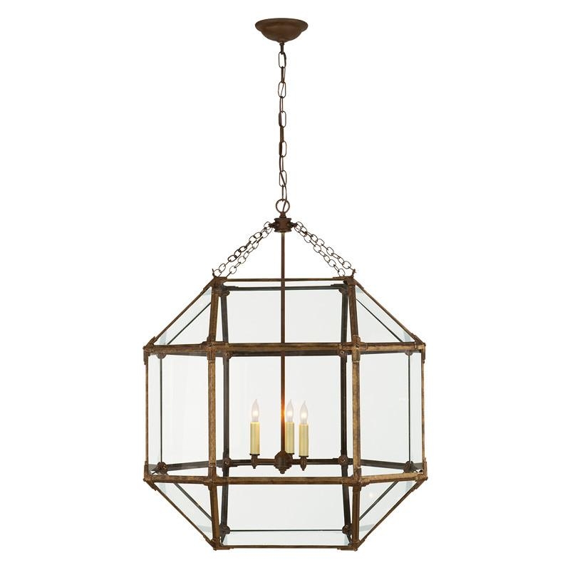 MORRIS LARGE LANTERN WITH CLEAR GLASS SHADE - GILDED IRON - Image 0