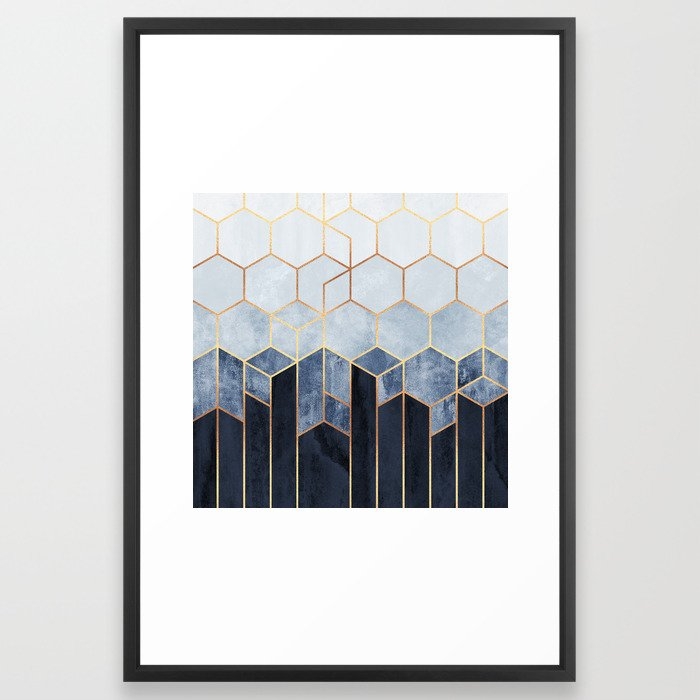 Soft Blue Hexagons Framed Art Print - Image 0