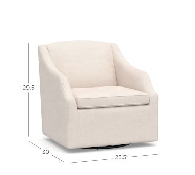SoMa Emma Upholstered Swivel Armchair, Polyester Wrapped Cushions, Heathered Twill Stone - Image 3