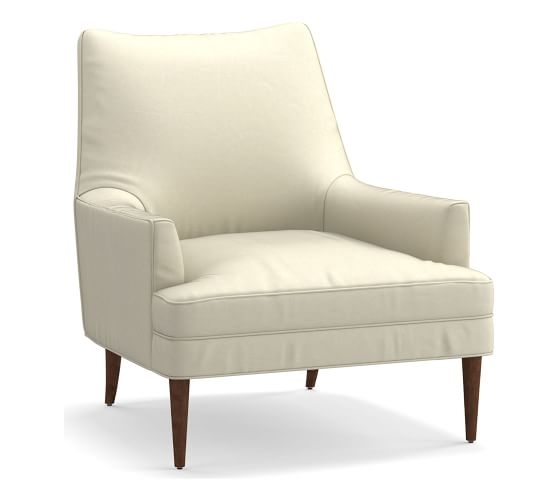 Reyes Leather Armchair, Polyester Wrapped Cushions, Statesville Ivory - Image 0