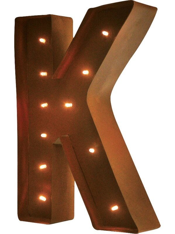 Moscato Rustic Vintage Letter LED Marquee Sign "K" - Image 1