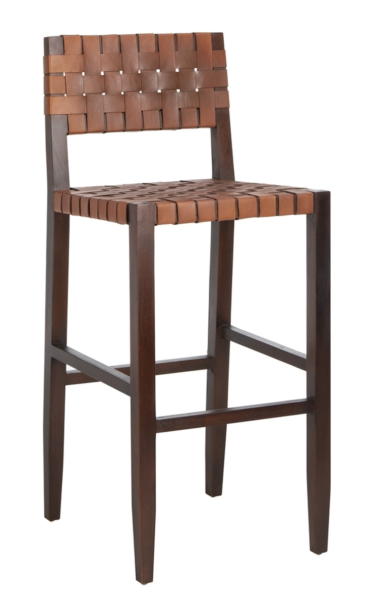 Paxton Woven Leather Bar Stool - Cognac - Arlo Home - Image 0