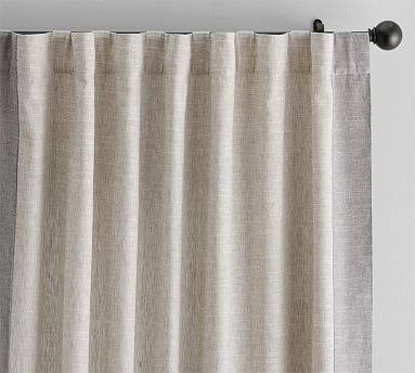 Emery Framed Border Linen Curtain, 50 X 84", Oatmeal/Gray - Image 1
