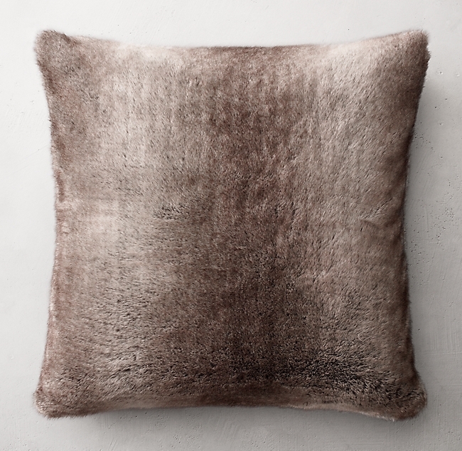 LUXE FAUX FUR PILLOW COVER - 22" SQUARE - WOLF - Image 0
