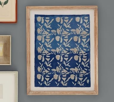 Framed Blue Textile Art, Set of 2 - Image 2
