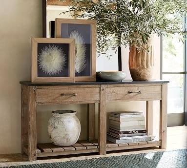 Parker Reclaimed Wood Console Table with Bluestone Top - Image 2