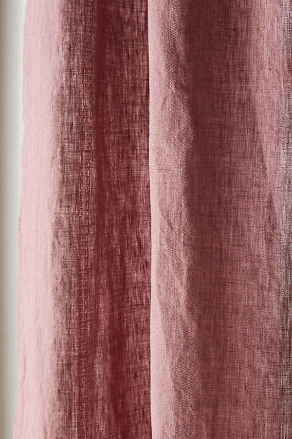 Stitched Linen Curtain - 96" x 50" - rose - Image 1