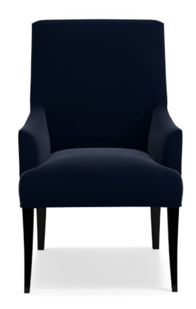Belvedere Dining Armchair, Ebony Leg, Signature Velvet- Indigo - Image 0