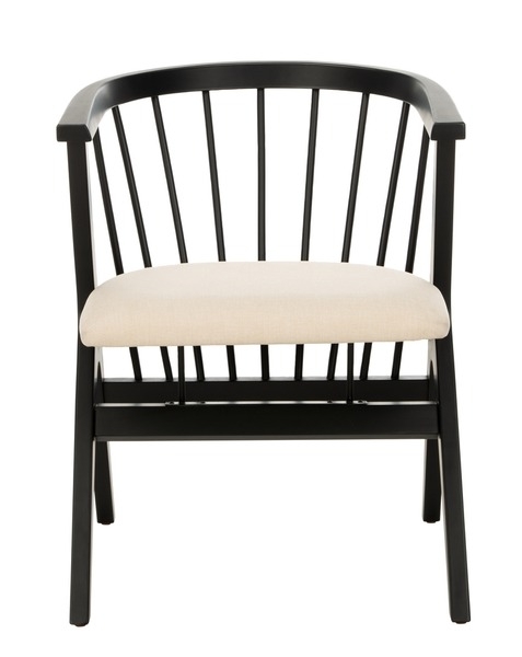 Frederic Spindle Dining Chair, Black & Beige, Set of 2 - Image 1