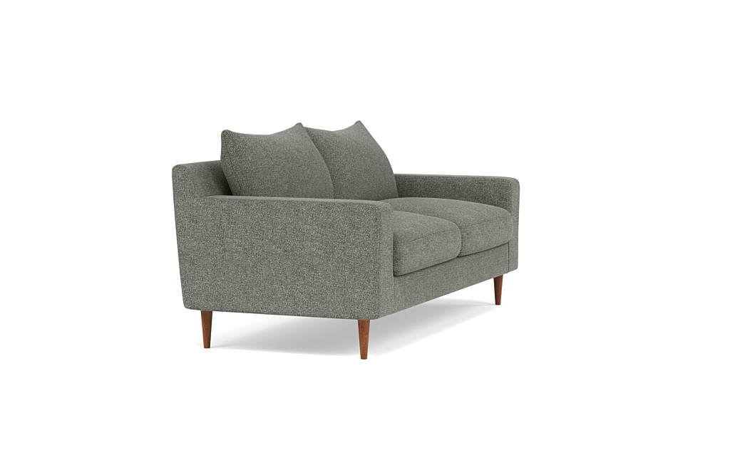Sloan Loveseats with Grey Graphite Fabric, down alternative cushions, and Oiled Walnut legs - Image 0
