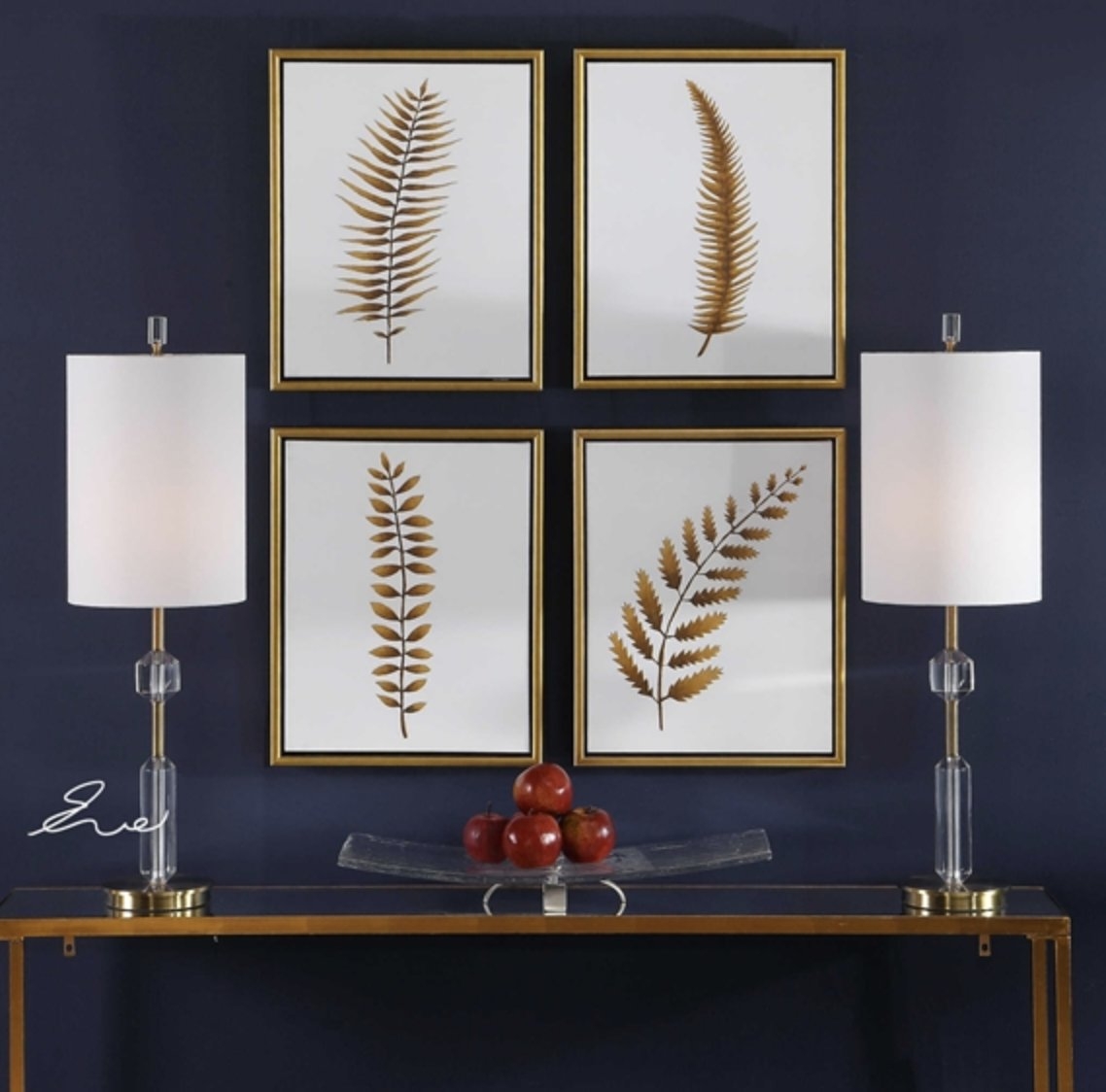Forest Ferns Hand Painted Canvases, - Image 1