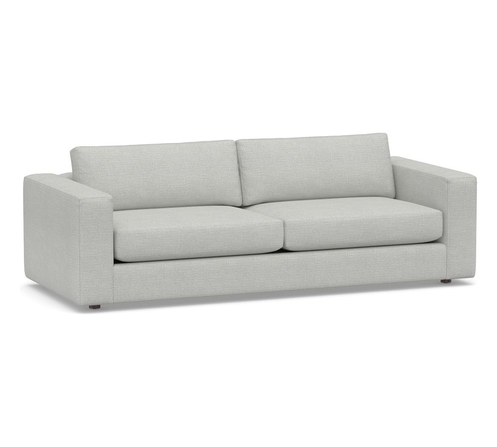 Carmel Square Arm Upholstered Grand Sofa 98.5", Down Blend Wrapped Cushions, Basketweave Slub Ash - Image 0