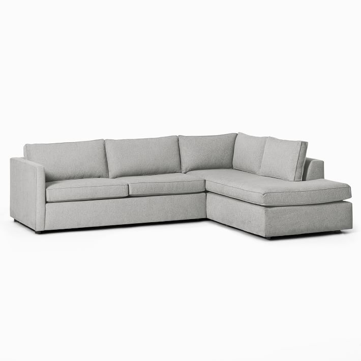 Harris Sectional Set 10: Right Arm 65" Sofa, Left Arm Terminal Chaise, Poly, Heathered Crosshatch, Feather Gray, - Image 5
