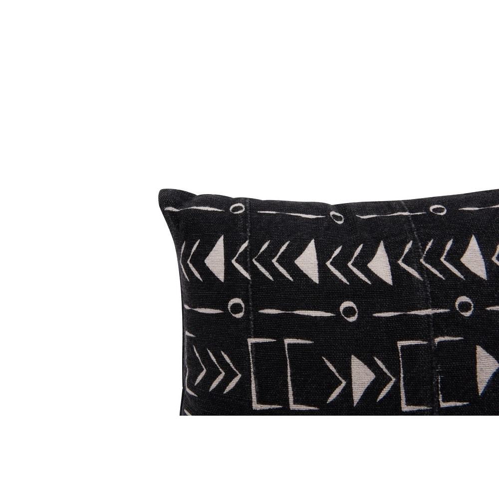 African Mudcloth Patterned Cotton Pillows, Black & White, Set of 2 - Image 4