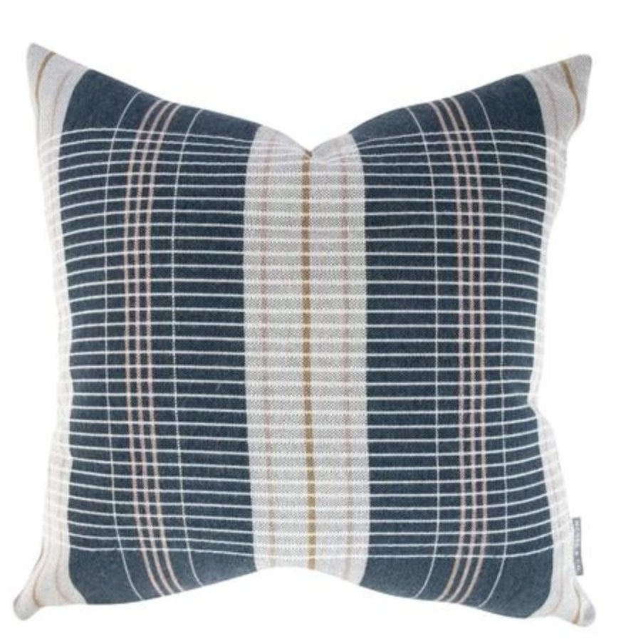 OXFORD WOVEN PLAID PILLOW WITHOUT INSERT, NAVY, 20" x 20" - Image 4