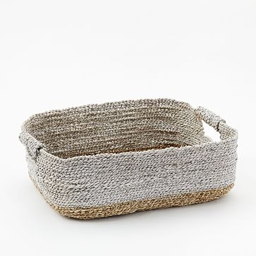 Two-Tone Woven Baskets, Natural/White, Underbed Basket - Image 0