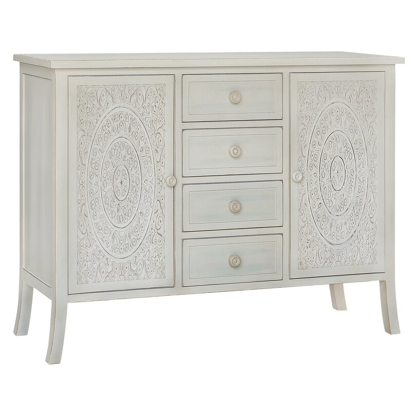 Whitt Antiqued Carved 2 Door Accent Cabinet - Image 1